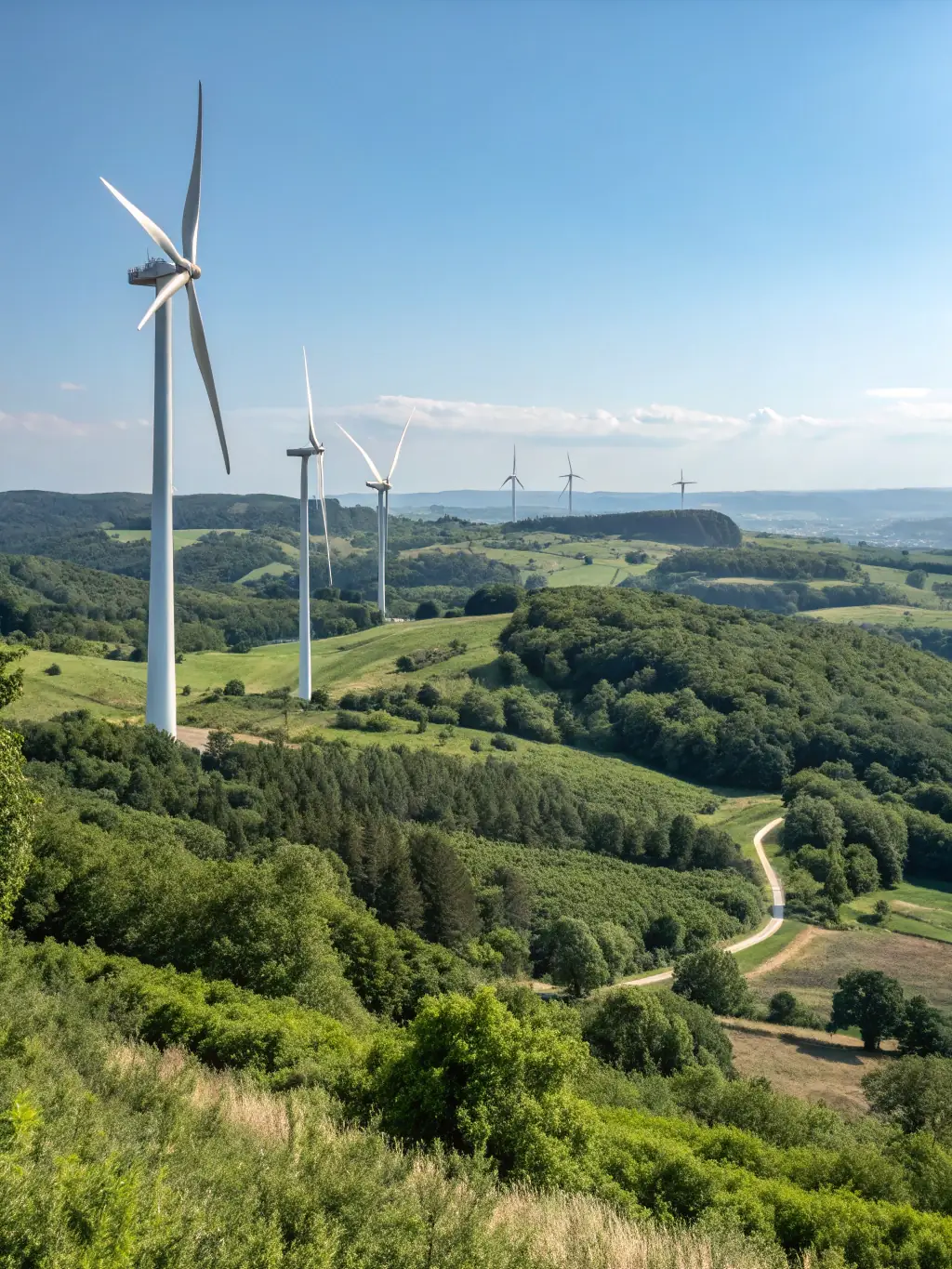 A picture of a clean energy source, such as solar panels or a wind farm, highlighting the commitment to environmental sustainability.